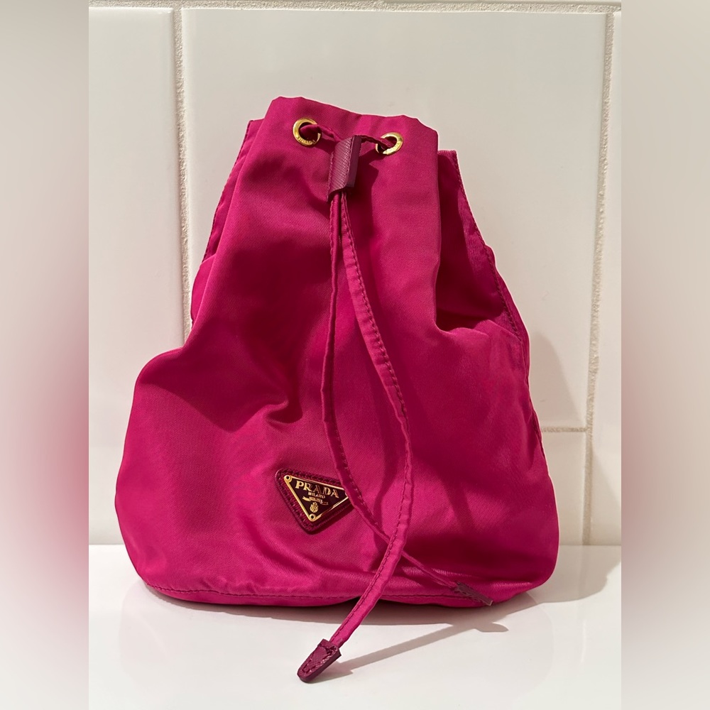 Prada Tessuto Travel Drawstring Pouch (hot pink)
